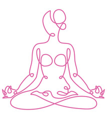 yoga girl silhouette Vector linear drawing of a girl doing yoga