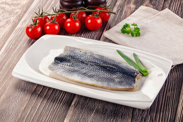 Salted herring fillet with skin