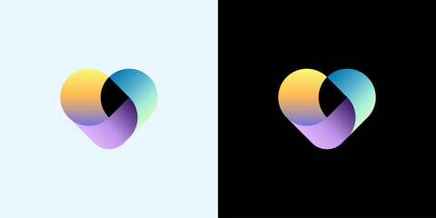 Abstract Heart Shape Template Illustration Colorful Gradient Logo Design