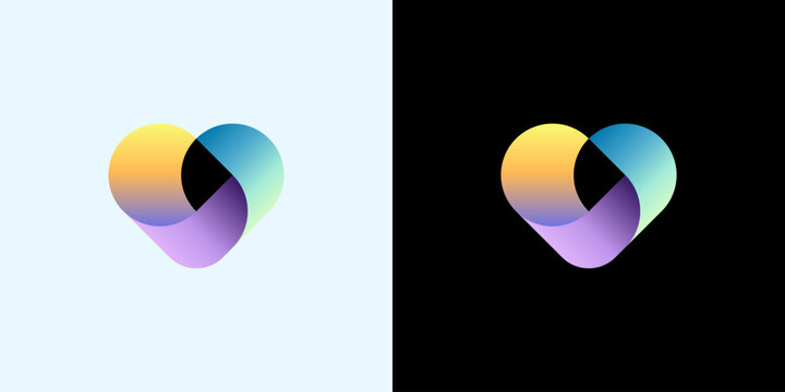 Abstract Heart Shape Template Illustration Colorful Gradient Logo Design