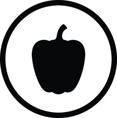 Illustrator Bell pepper in a black circle frame Silhouette vector