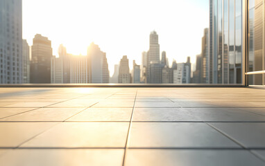Obraz premium Modern City Skyline View from Rooftop Terrace