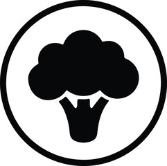 Illustrator broccoli head in round frame diet concept Silhouette vector