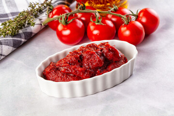 Red organic fresh tomato paste