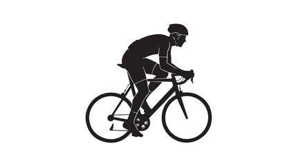 Silhouette of cyclist riding a bicycle vector illustration of a sportsman isolated on white background