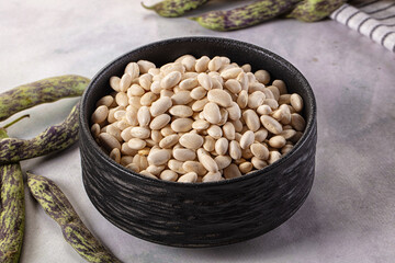 Raw dry white beans heap