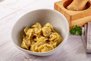 Tasty Russian dumplings with meat