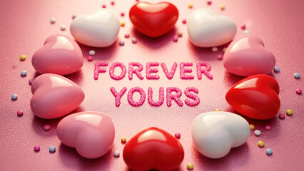 Forever yours - romantic heart arrangement with love message