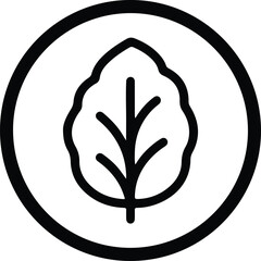 Obraz premium Illustrator Spinach leaf outline icon inside circle Silhouette vector
