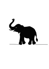 silhouette of elephant white and black