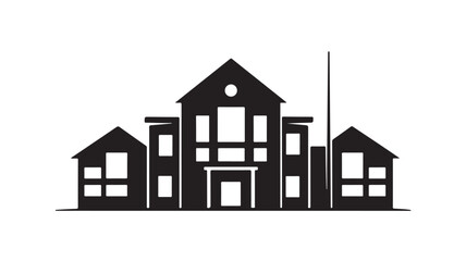 Fototapeta premium Minimalist vector building icon simple flat design of a school or government building isolated on white background
