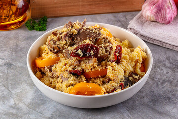 Traditional couscous with lamb and vegetables