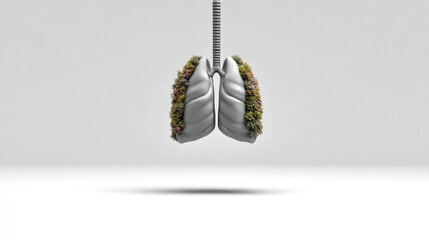 Naklejka premium Lung cancer disease health medical concept creative photo manipulation isolated background moss green unhealthy organ breathing respiratory
