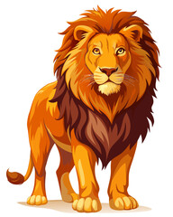 Lion real, full body , white background	