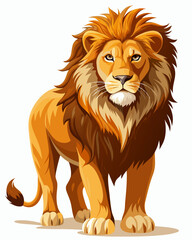Lion real, full body , white background	