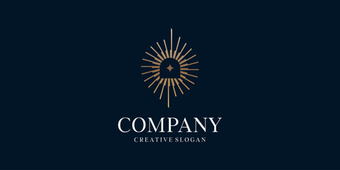 Creative Sun Logo Design Template Art Deco Luxury Arch Light Ray Elegant Vintage Logo Template