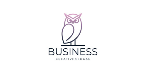 Minimalist Owl Outline Symbol Logo Design Template