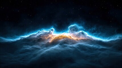Fototapeta premium A beautiful image of a nebula in space, with glowing colors and stars in the background.