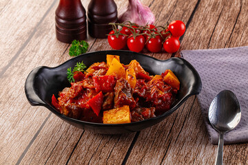 Stew Hungarian goulash with beef and vegetables