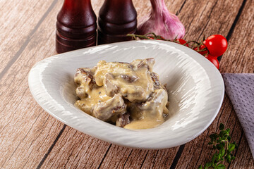 Beef stroganoff stew meat with cream
