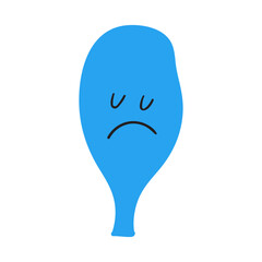 Minimal vector of deflated blue balloon with sad face for social media campaigns and mental health awareness posts.
