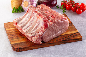 Raw pork loin with bone