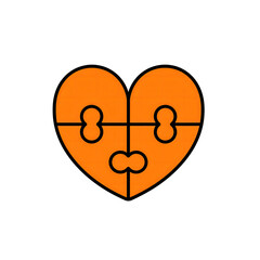 Obraz premium Orange Heart Puzzle Piece Icon with Simple UI Notification Message Graphic Design Element on Transparent Background