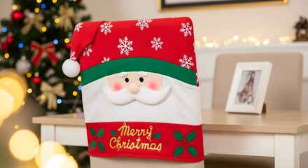 Festive santa chair cover adding christmas cheer to the home