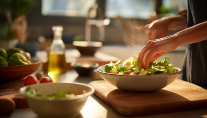 AI generator image of Avocado salad is a healthy food that is packed with many benefits. Avocados are a source of good fats, vitamins and minerals that are essential for the body. 