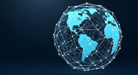 Global digital network connections and futuristic technology representing worldwide data exchange and interconnected communication