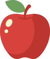 A simple and clean illustration of a red apple with a green leaf. Ideal for food icons, educational materials, branding, stickers, and healthy lifestyle designs.