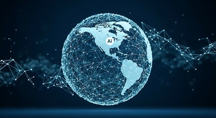 Obraz premium Global Artificial Intelligence Network Connecting the World with Futuristic Digital Connections