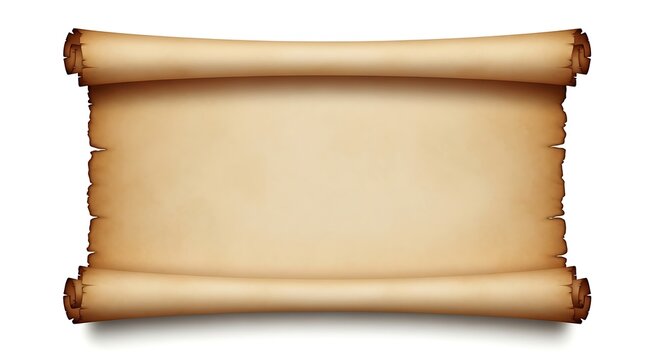 Old Parchment Scroll Illustration with Vintage Paper Texture and Curled Edges