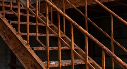 Rusty Metal Staircase - A Study in Decay and Texture.