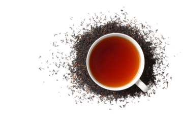 Hot black tea isolated on transparent background