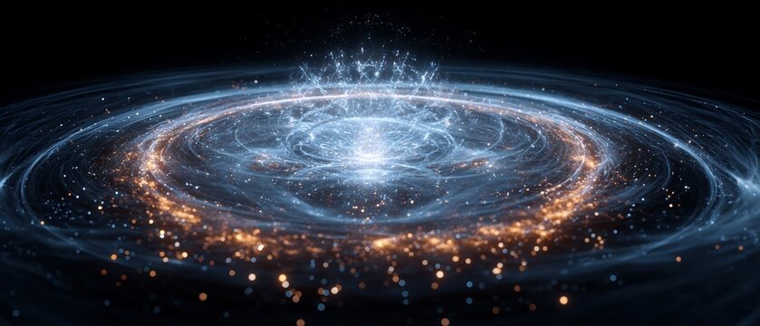 Holographic principle paradox universe 2D surface encoding 3D reality glowing matrix of quantum information and energy