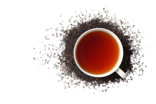 Hot black tea isolated on transparent background
