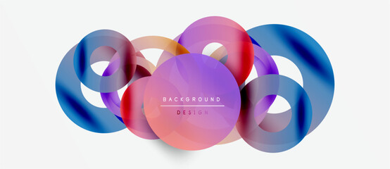 Abstract colorful shapes overlap, creating dynamic visual effect. Modern design element for backgrounds, presentations.