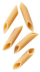 Raw Penne Pasta Pieces Isolated on Transparent Background