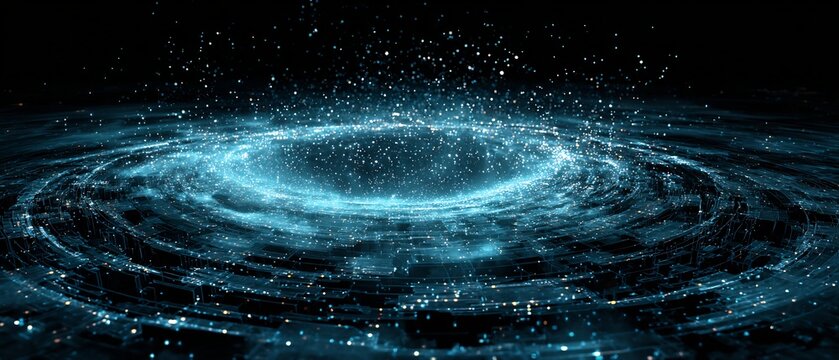 Holographic principle paradox universe 2D surface encoding 3D reality glowing matrix of quantum information and energy