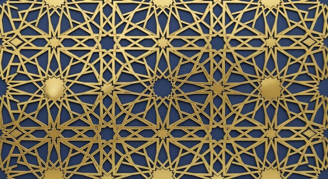Golden islamic geometric design - Powered by Adobe
