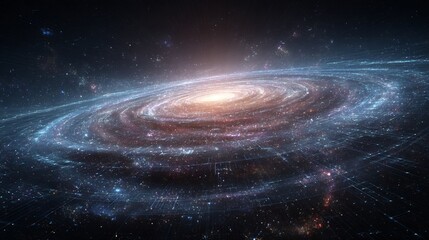 Holographic universe paradox reality 2D surface projecting 3D world glowing cosmic code forming galaxies and stars