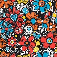 Fototapeta premium Colorful Floral Pattern Design