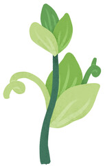 Isolated green branch with leaves illustration. Cute floral doodle for invitation, floral arrangement, journaling, planner, greeting card, and decorative projects.