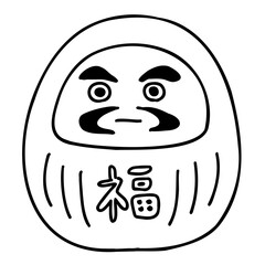 縁起物　だるま　線画