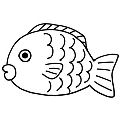 縁起物　鯛　線画