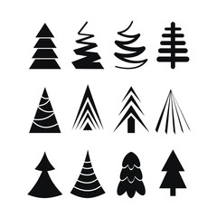 set of Christmas trees, stencil