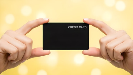 Woman Hand Holding Black Credit Card