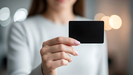 Woman Hand Holding Black Credit Card