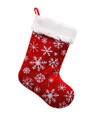 christmas stocking hanging isolated on white or transparent png